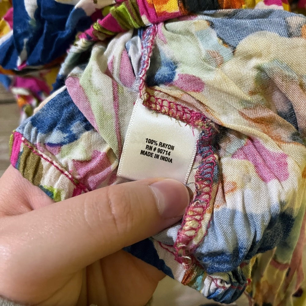 ๐ค3/$10 Coco Blanco Colorful Floral Puff Sleeve Blouse Size Small - Picture 6 of 7